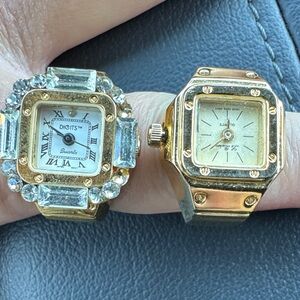 Vintage Digits Women's Gold Tone Crystal Accent Ring Watch - Gold rings.